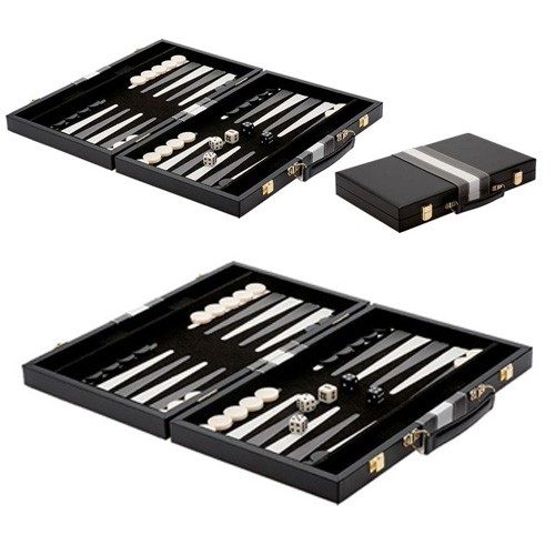 Coffret de Backgammon noir intérieur noir et blanc - SA
